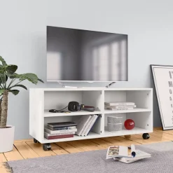 vidaXL Tv-meubel met wieltjes 90x35x35 cm bewerkt hout wit