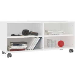 vidaXL Tv-meubel met wieltjes 90x35x35 cm bewerkt hout wit