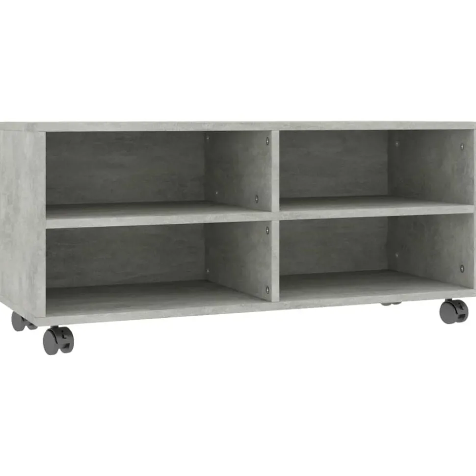 vidaXL Tv-meubel met wieltjes 90x35x35 cm bewerkt hout betongrijs