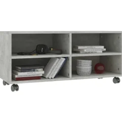 vidaXL Tv-meubel met wieltjes 90x35x35 cm bewerkt hout betongrijs