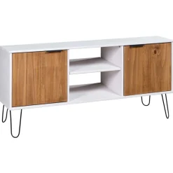 vidaXL Tv-meubel New York massief grenenhout wit en lichthoutkleurig