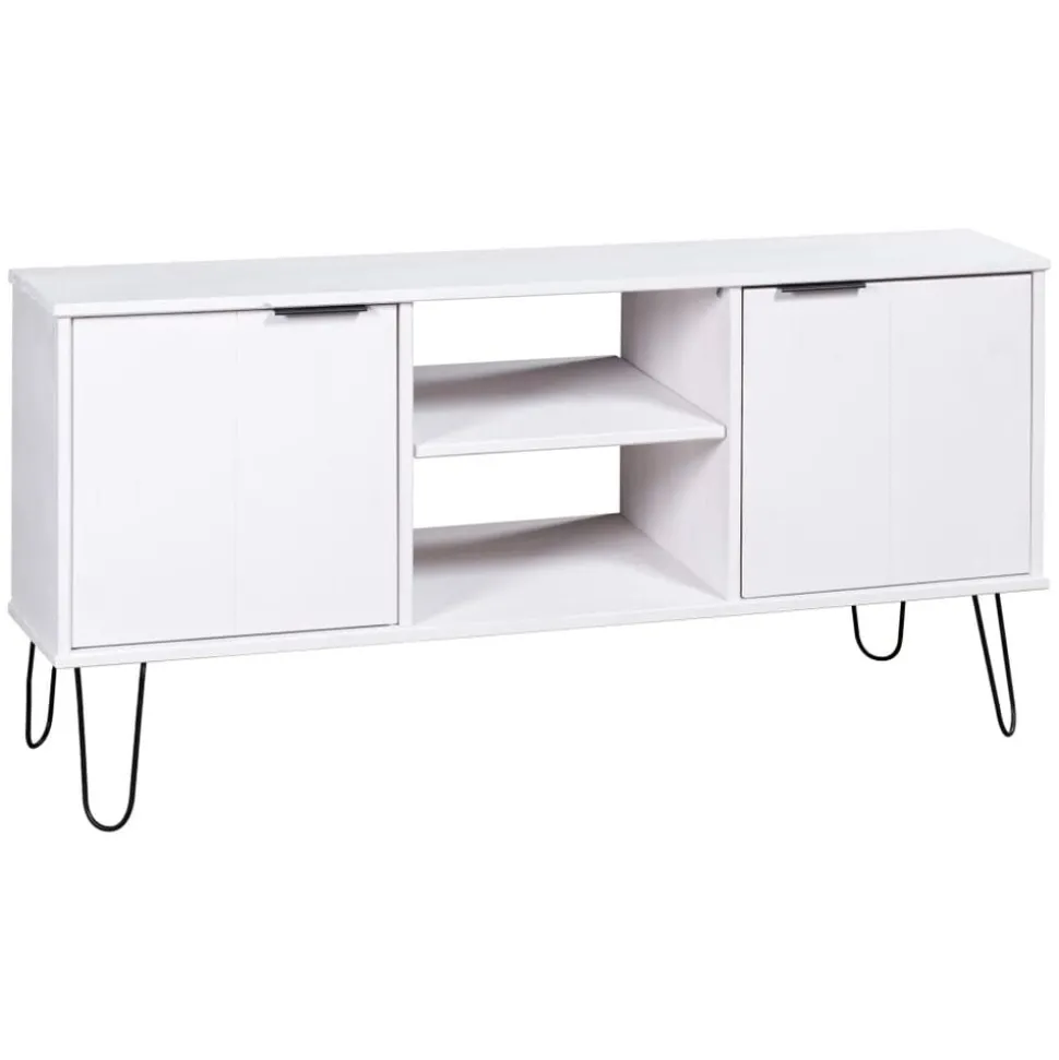 vidaXL Tv-meubel New York massief grenenhout wit