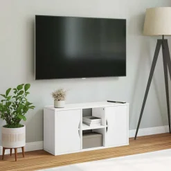vidaXL Tv-meubel ODDA 79x24x40 cm massief grenenhout wit