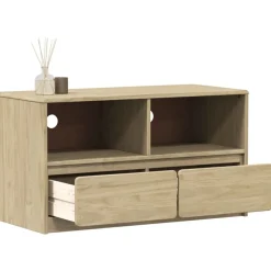 vidaXL Tv-meubel SAUDA 99x43x55 cm massief grenenhout eikenkleurig