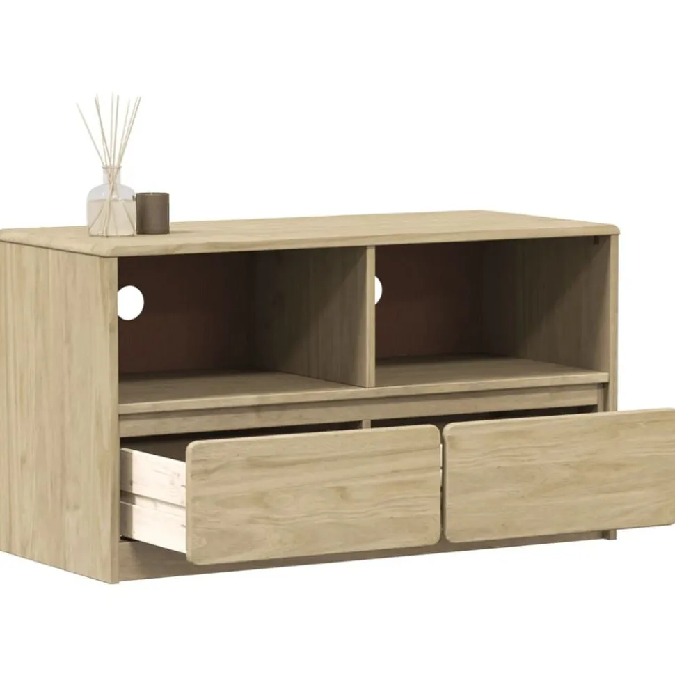 vidaXL Tv-meubel SAUDA 99x43x55 cm massief grenenhout eikenkleurig