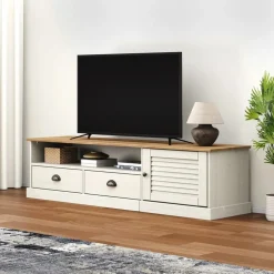 vidaXL Tv-meubel VIGO 156x40x40 cm massief grenenhout wit