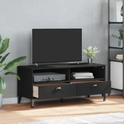 vidaXL Tv-meubel VIKEN bewerkt hout zwart