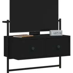 vidaXL Tv-meubel wandgemonteerd 60,5x30x51 cm bewerkt hout zwart