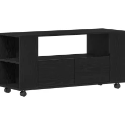 vidaXL Tv-meubel wielen 102x34,5x43 cm spaanplaat zwart eikenkleurig