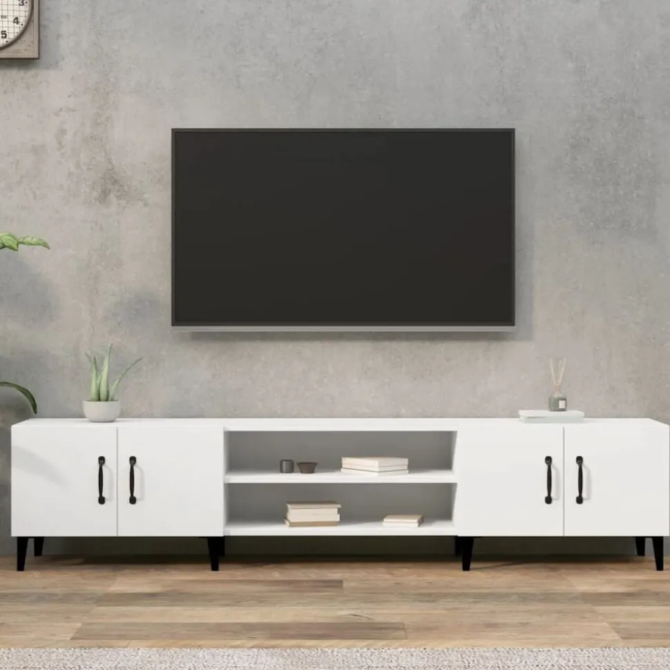 vidaXL Tv-meubel wit 180x31,5x40 cm bewerkt hout