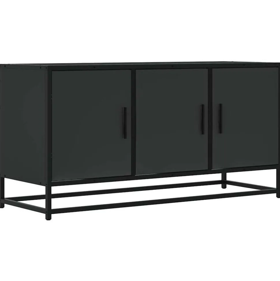 vidaXL Tv-meubel 100x35x50 cm bewerkt hout en metaal zwart
