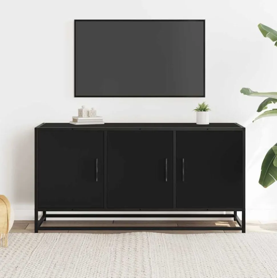 vidaXL Tv-meubel 100x35x50 cm bewerkt hout en metaal zwart