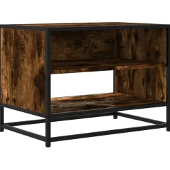 vidaXL Tv-meubel 61x40x46 cm bewerkt hout metaal gerookt eikenkleurig