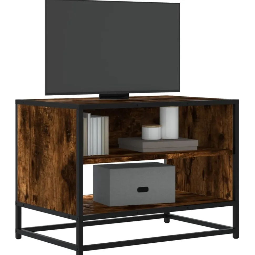 vidaXL Tv-meubel 61x40x46 cm bewerkt hout metaal gerookt eikenkleurig