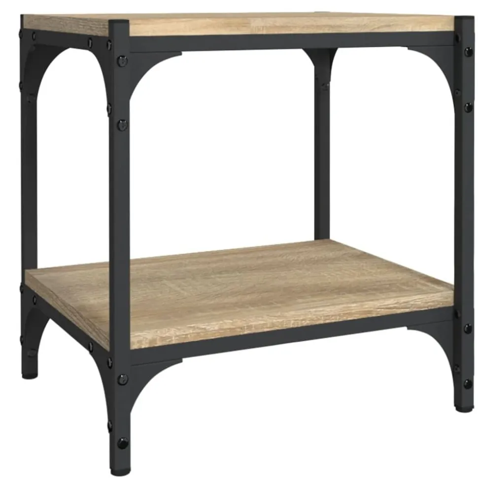 vidaXL Tv-meubel 40x33x41 cm bewerkt hout en staal sonoma eikenkleurig