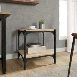 vidaXL Tv-meubel 40x33x41 cm bewerkt hout en staal sonoma eikenkleurig