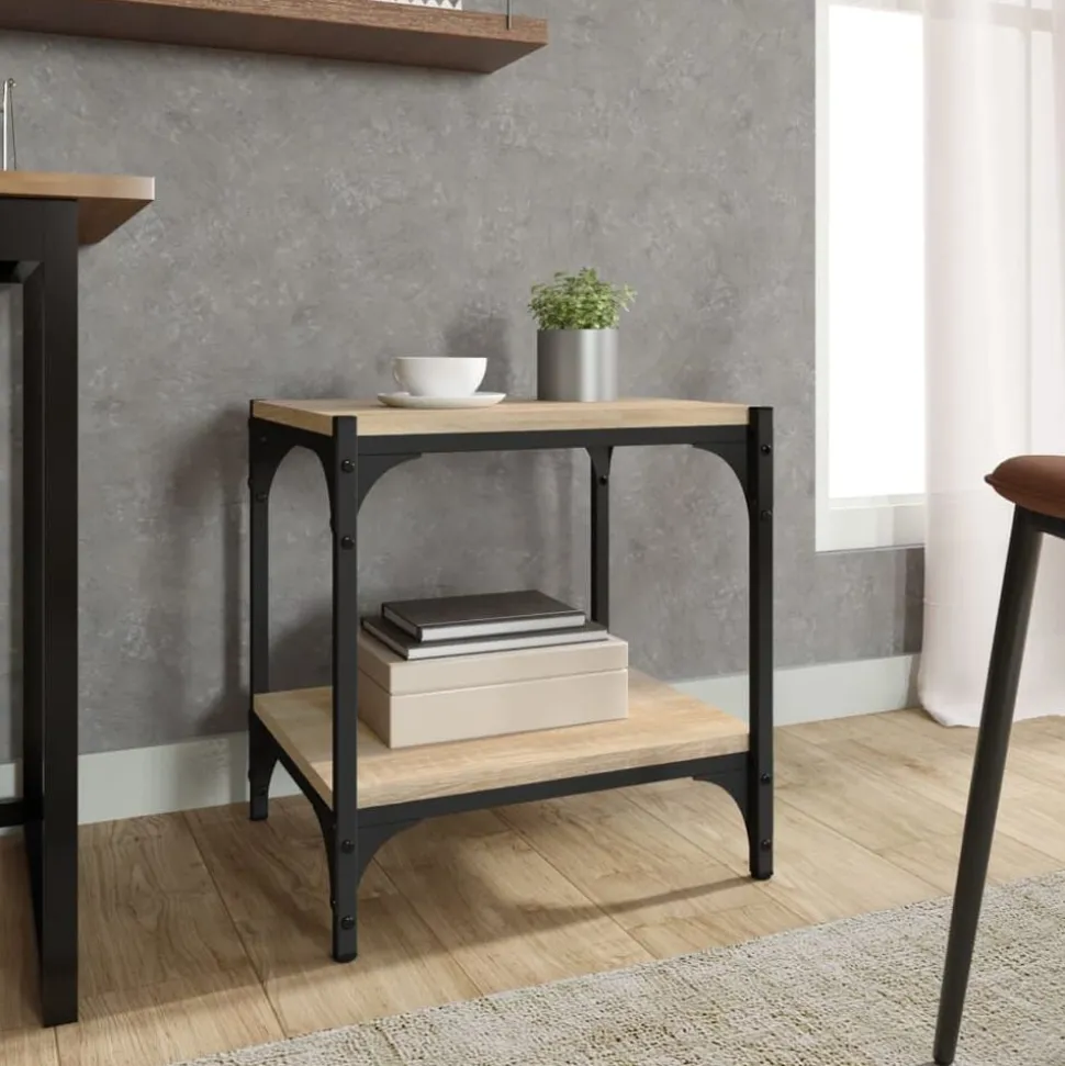 vidaXL Tv-meubel 40x33x41 cm bewerkt hout en staal sonoma eikenkleurig