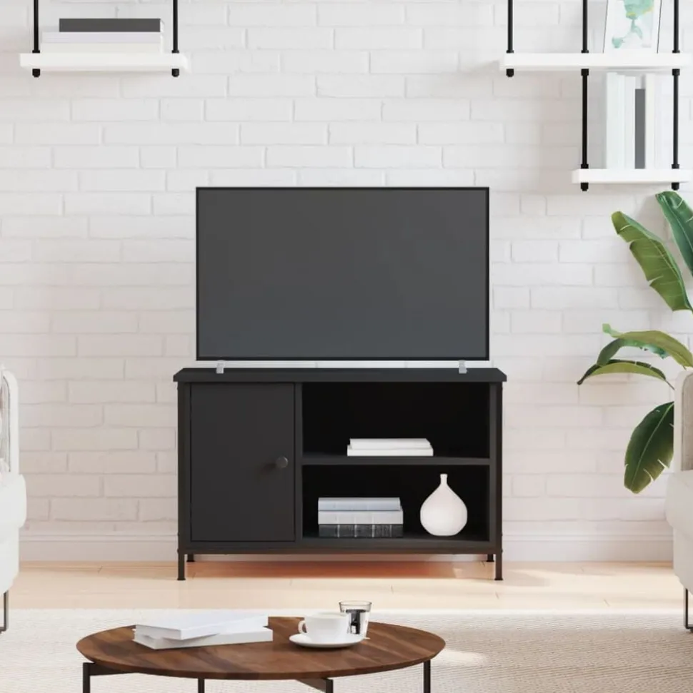 vidaXL Tv-meubel 80x40x50 cm bewerkt hout zwart