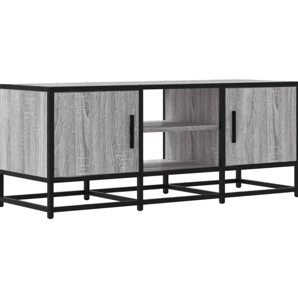 vidaXL Tv-meubel 100x35x41 cm bewerkt hout metaal grijs sonoma eiken