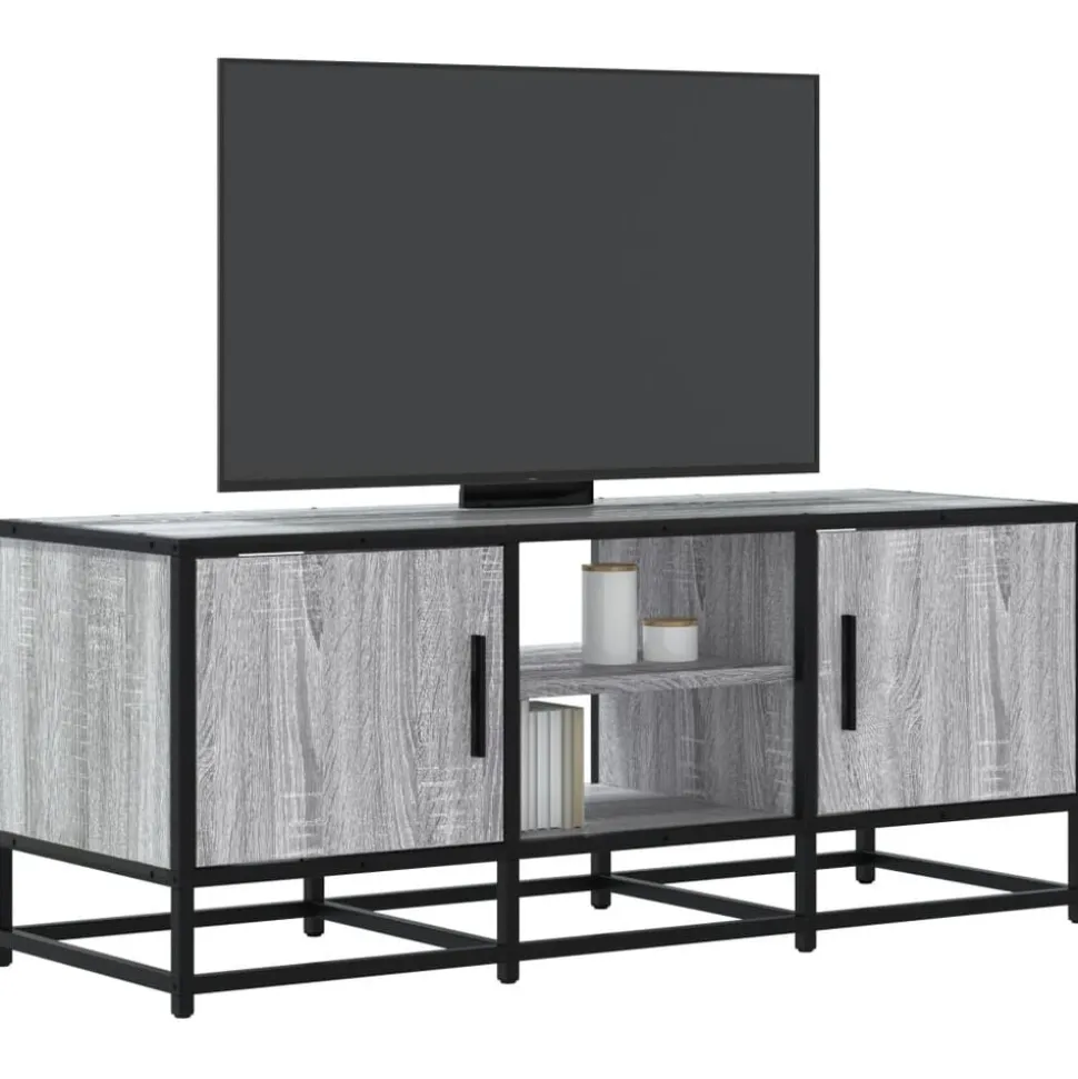 vidaXL Tv-meubel 100x35x41 cm bewerkt hout metaal grijs sonoma eiken