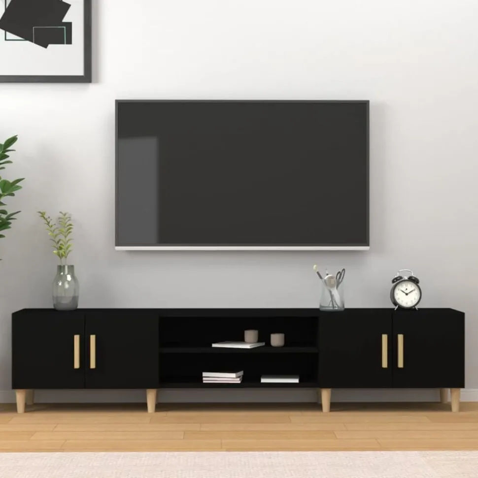 vidaXL Tv-meubel 180x31,5x40 cm bewerkt hout zwart