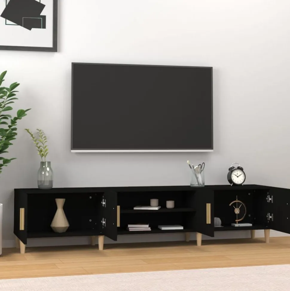 vidaXL Tv-meubel 180x31,5x40 cm bewerkt hout zwart