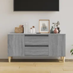 vidaXL Tv-meubel 102x44,5x50 cm bewerkt hout grijs sonoma eikenkleurig