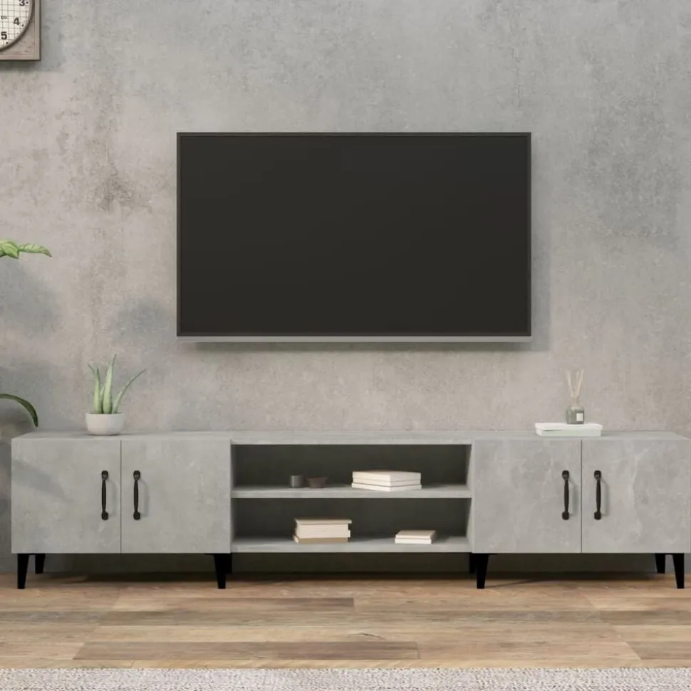 vidaXL Tv-meubel 180x31,5x40 cm bewerkt hout betongrijs