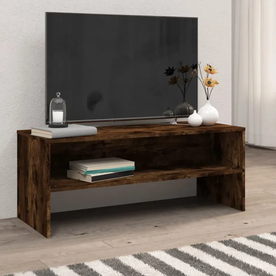 vidaXL Tv-meubel 100x40x40 cm bewerkt hout gerookt eikenkleurig