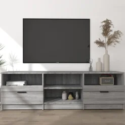 vidaXL Tv-meubel 150x33,5x45 cm bewerkt hout grijs sonoma eikenkleurig