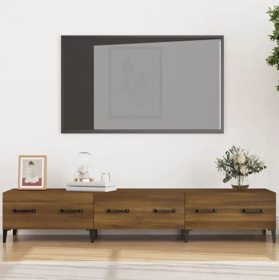vidaXL Tv-meubel 150x34,5x30 cm bewerkt hout bruin eikenkleur