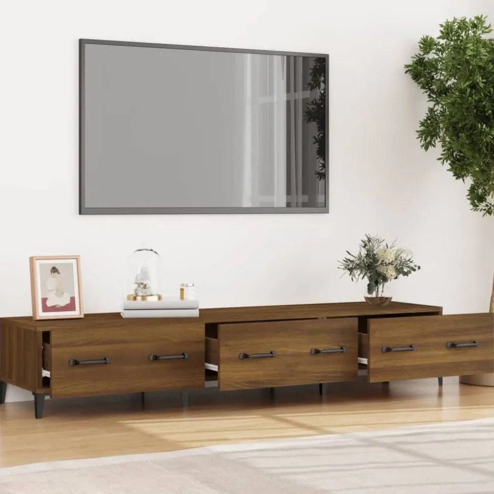 vidaXL Tv-meubel 150x34,5x30 cm bewerkt hout bruin eikenkleur