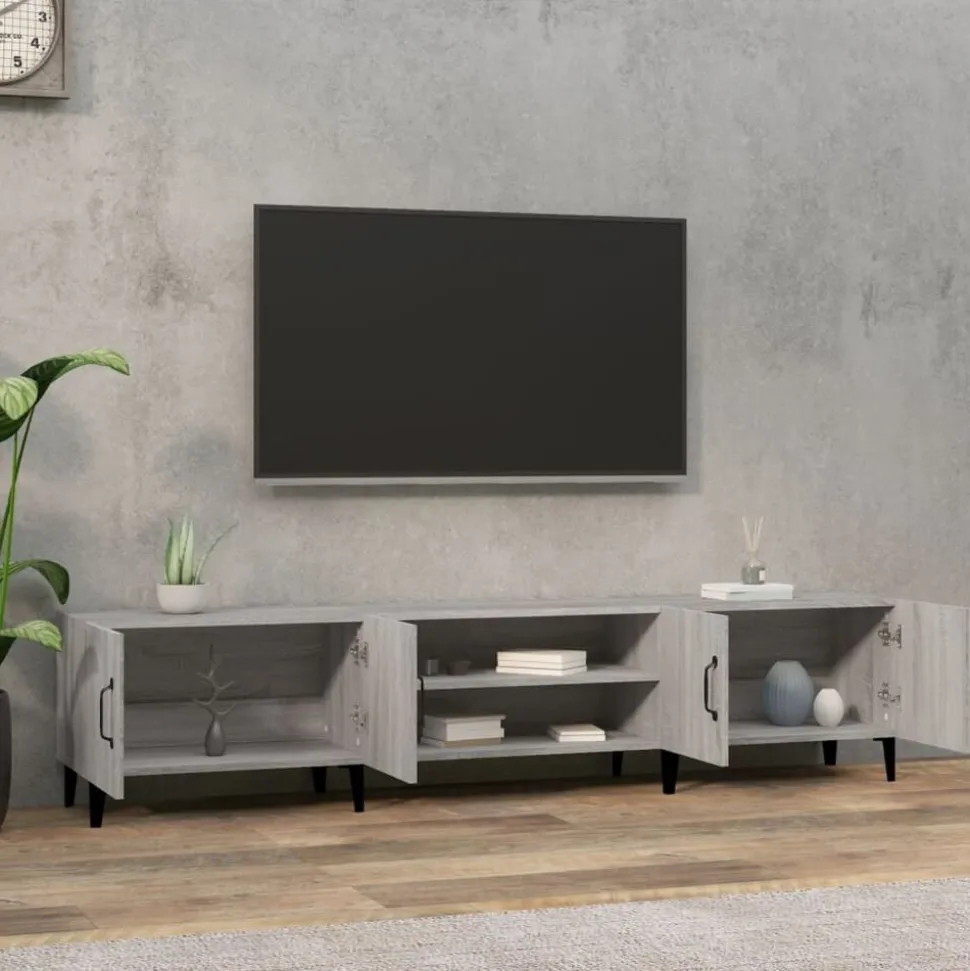 vidaXL Tv-meubel 180x31,5x40 cm bewerkt hout grijs sonoma eikenkleurig