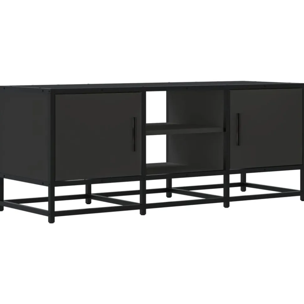 vidaXL Tv-meubel 100x35x41 cm bewerkt hout en metaal zwart