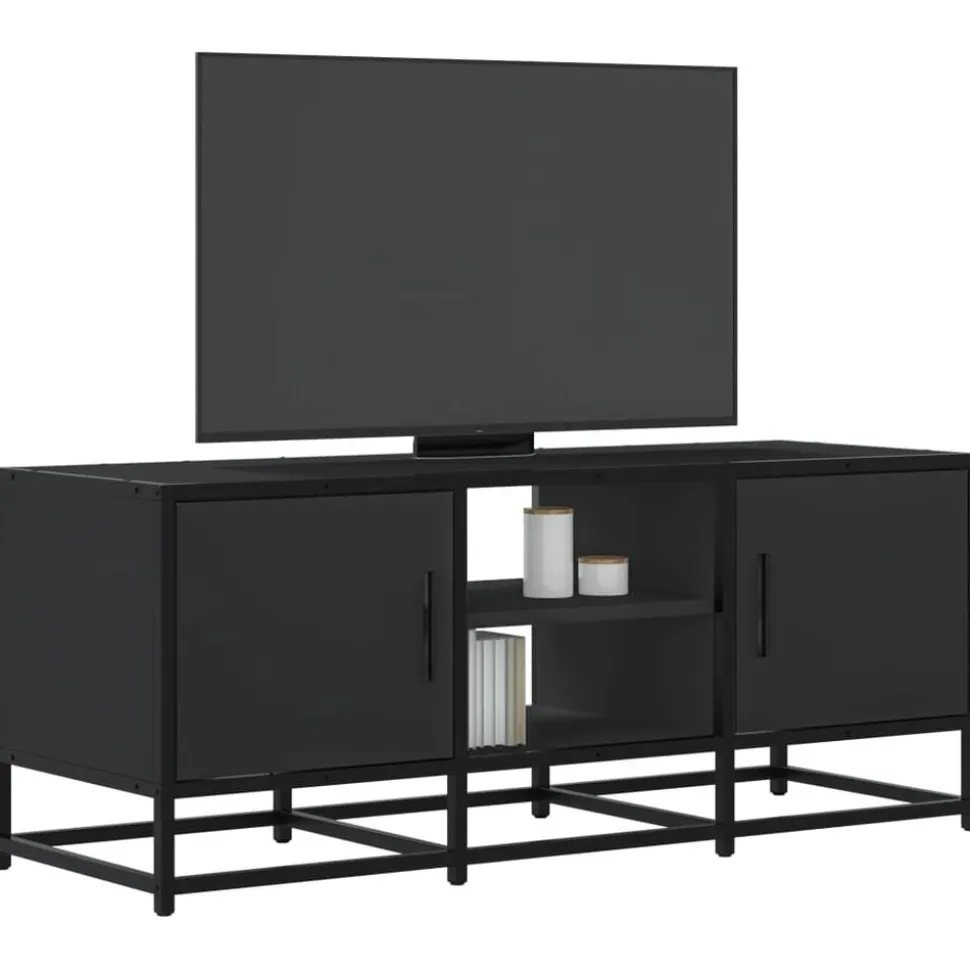 vidaXL Tv-meubel 100x35x41 cm bewerkt hout en metaal zwart