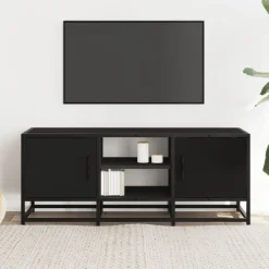 vidaXL Tv-meubel 100x35x41 cm bewerkt hout en metaal zwart