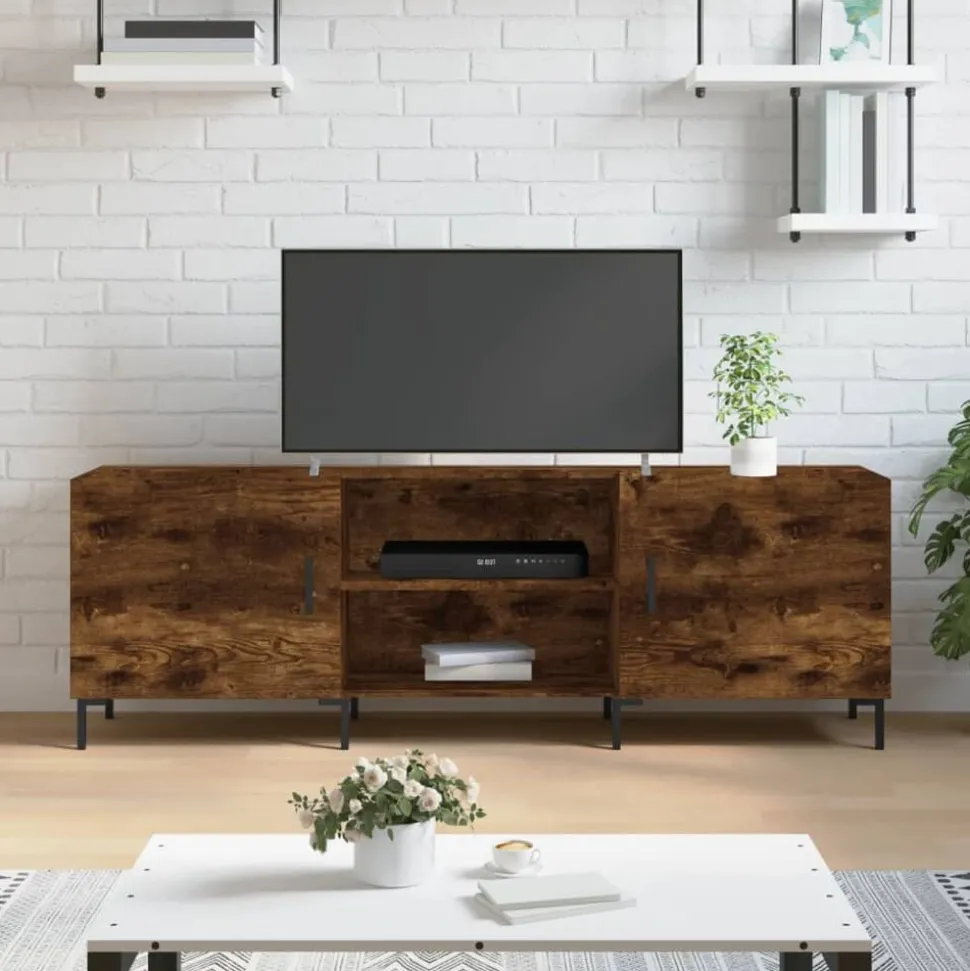 vidaXL Tv-meubel 150x30x50 cm bewerkt hout gerookt eikenkleurig