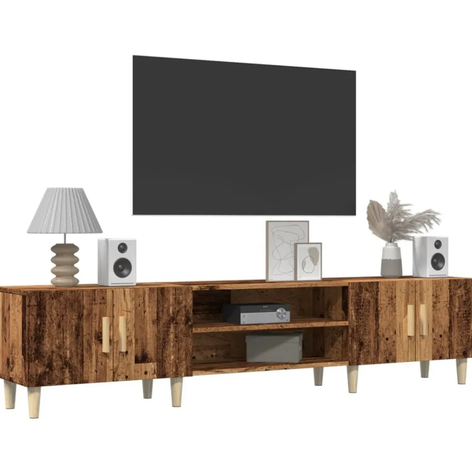 vidaXL Tv-meubel 180x31,5x40 cm bewerkt hout oud houtkleurig