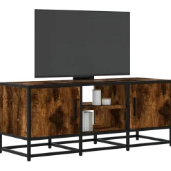 vidaXL Tv-meubel 100x35x41 cm bewerkt hout metaal gerookt eikenkleurig
