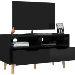 vidaXL Tv-meubel 90x40x48,5 cm bewerkt hout hoogglans zwart