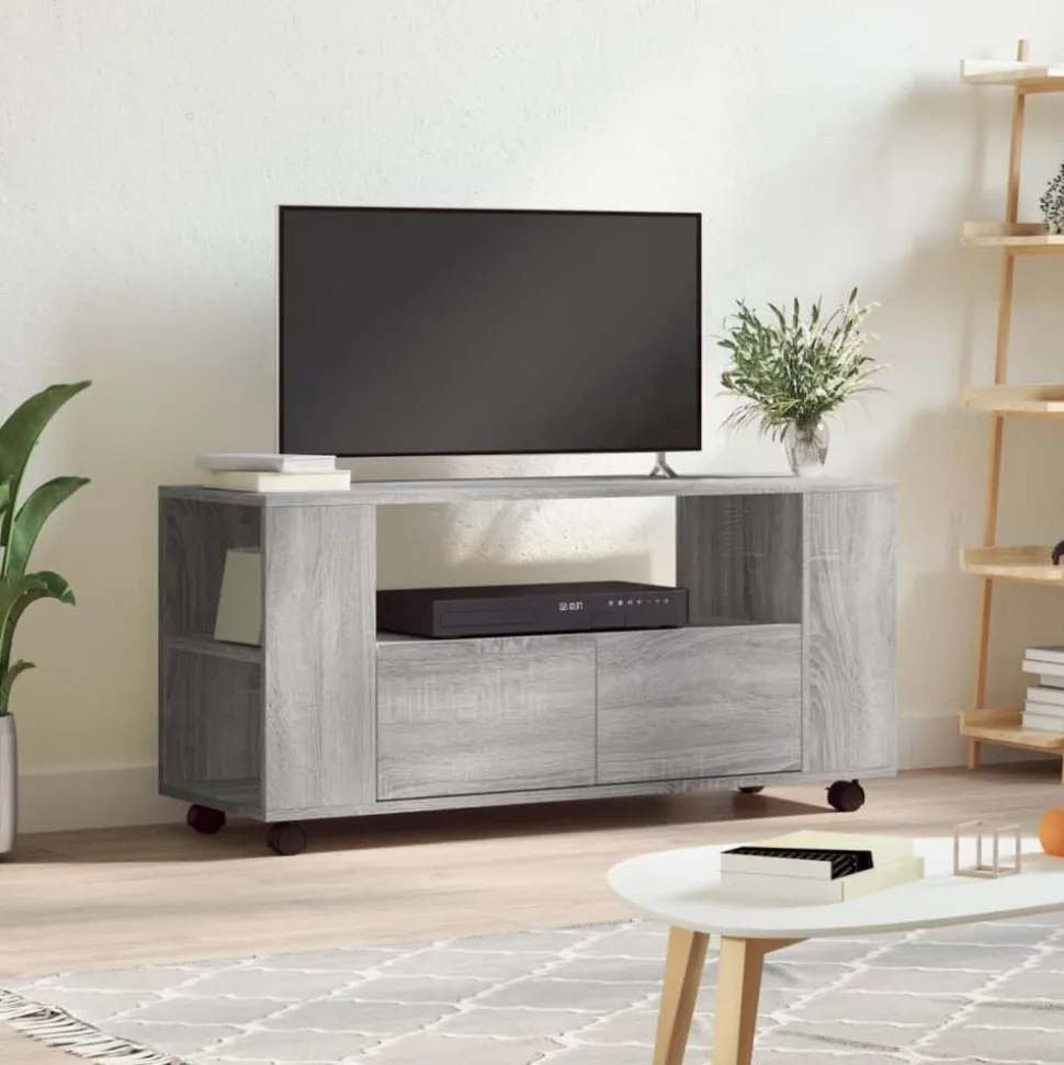 vidaXL Tv-meubel 102x34,5x43 cm bewerkt hout grijs sonoma eikenkleurig