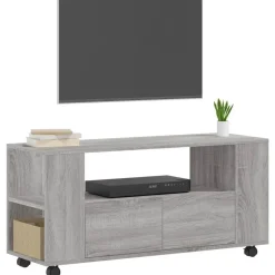 vidaXL Tv-meubel 102x34,5x43 cm bewerkt hout grijs sonoma eikenkleurig