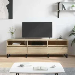 vidaXL Tv-meubel 150x30x44,5 cm bewerkt hout sonoma eikenkleurig
