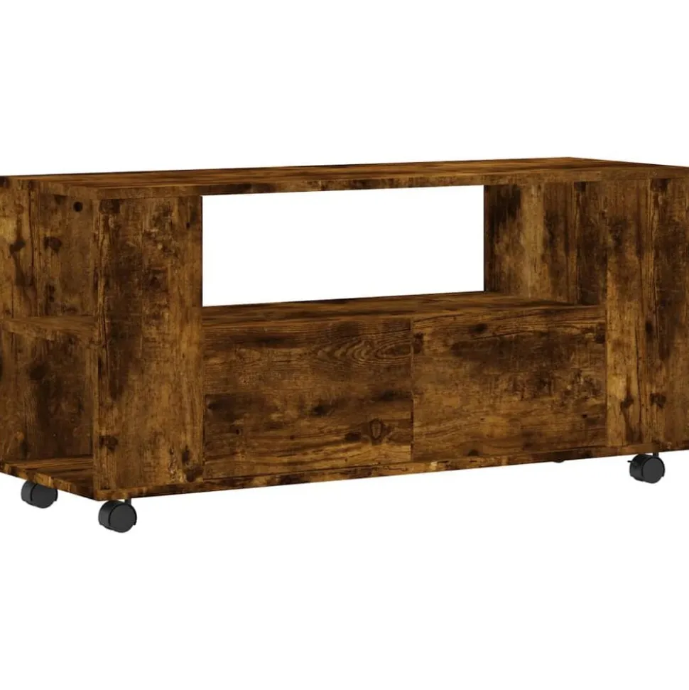 vidaXL Tv-meubel 102x34,5x43 cm bewerkt hout gerookt eikenkleurig