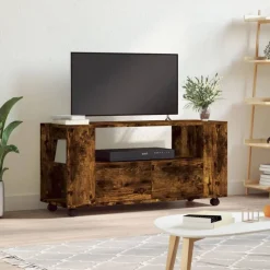vidaXL Tv-meubel 102x34,5x43 cm bewerkt hout gerookt eikenkleurig