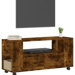vidaXL Tv-meubel 102x34,5x43 cm bewerkt hout gerookt eikenkleurig
