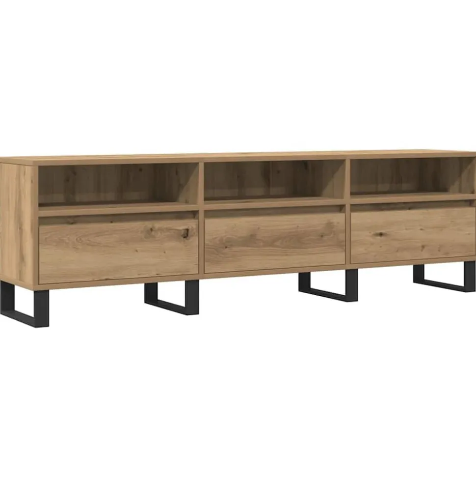 vidaXL Tv-meubel 150x30x44,5 cm bewerkt hout artisanaal eikenkleur