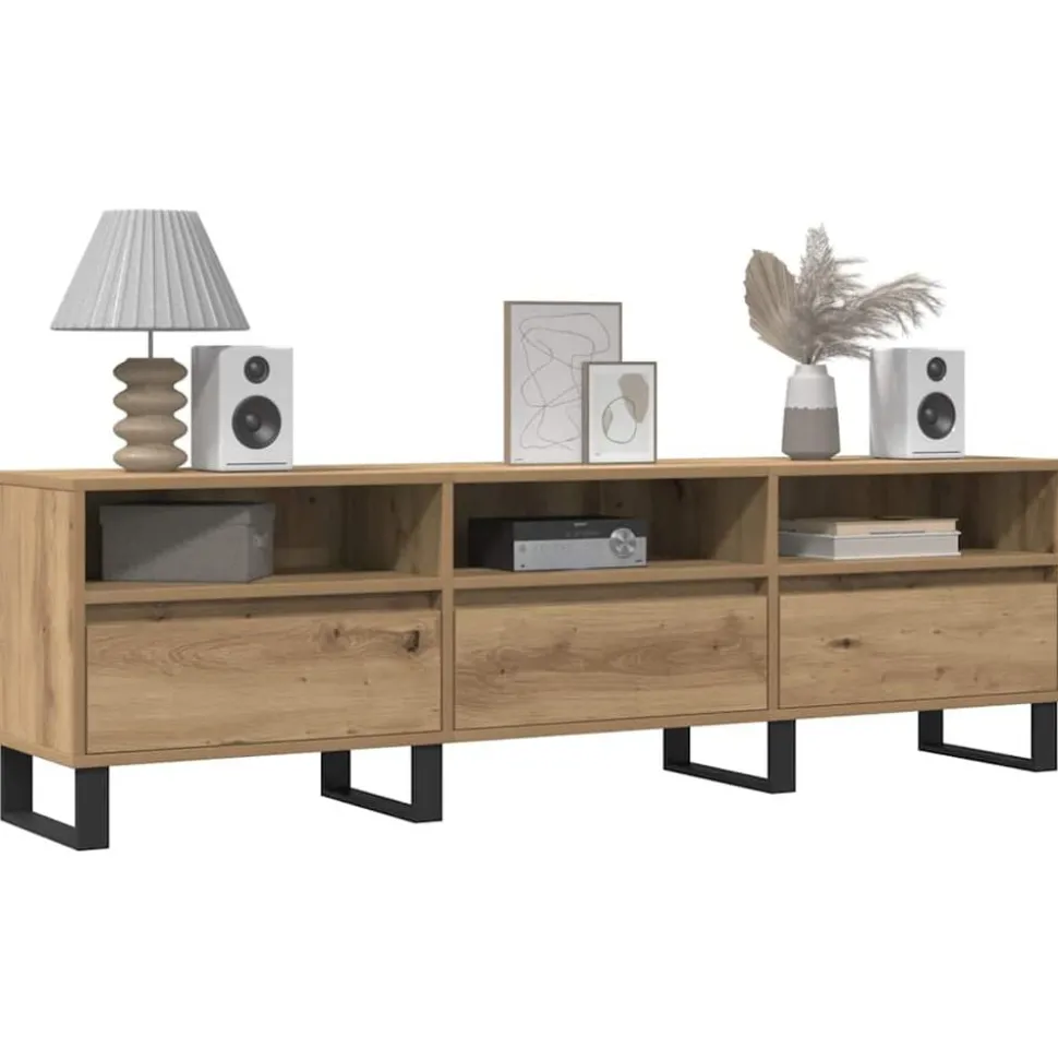 vidaXL Tv-meubel 150x30x44,5 cm bewerkt hout artisanaal eikenkleur