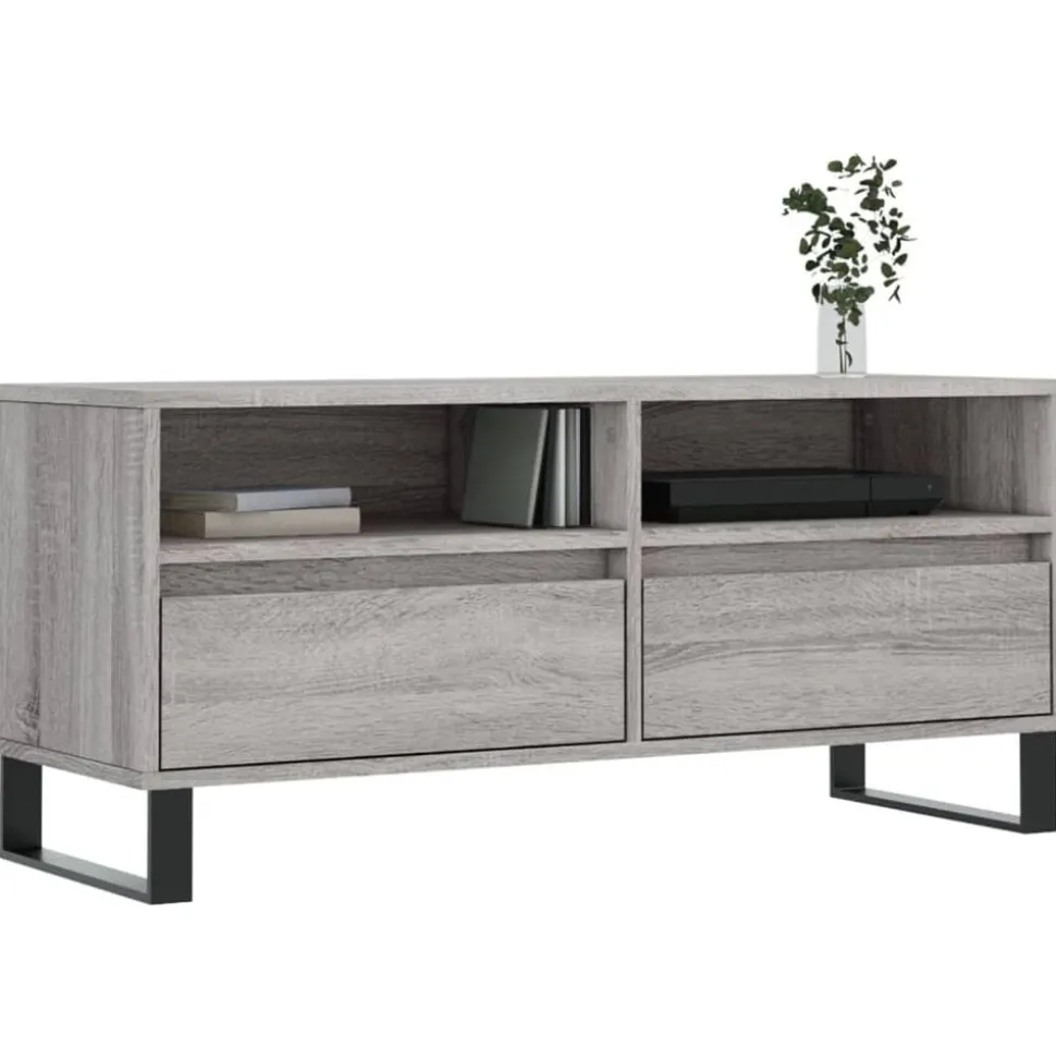 vidaXL Tv-meubel 100x34,5x44,5 cm bewerkt hout grijs sonoma eikenkleur