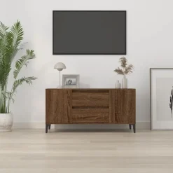 vidaXL Tv-meubel 102x44,5x50 cm bewerkt hout bruin eikenkleur